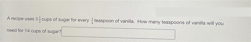 A recipe uses 3 cups of sugar for every - teaspoon of vanilla. How many teaspoons-example-1