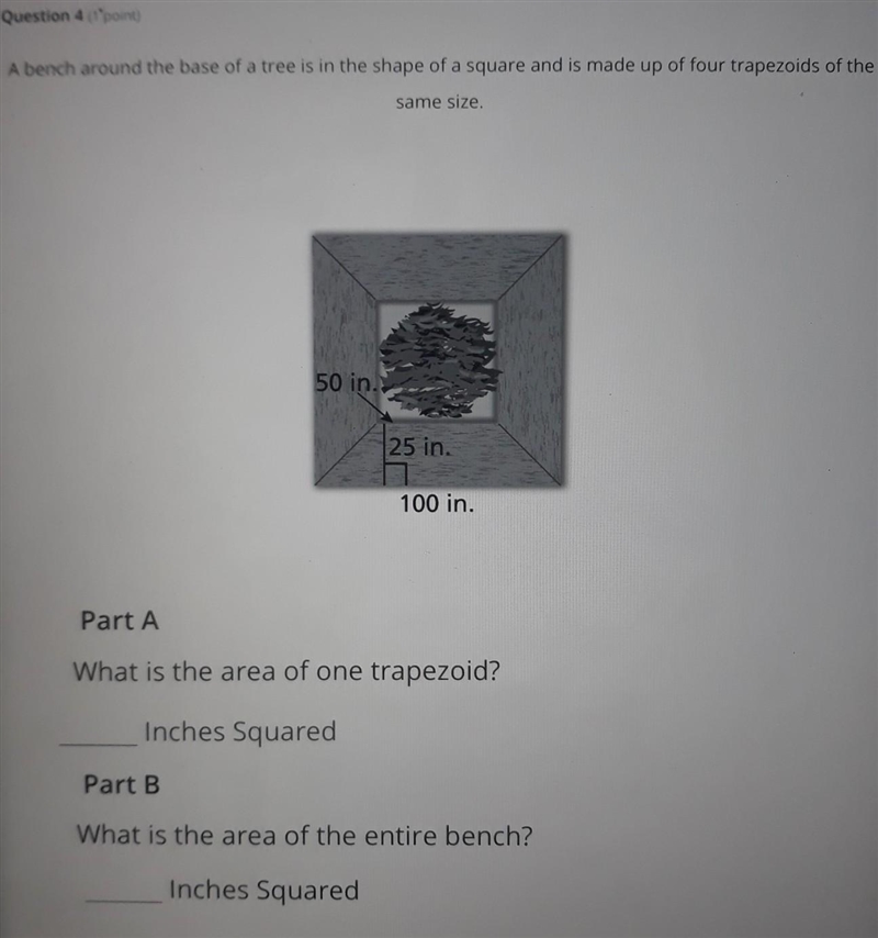 Part A. what is the area of one trapezoid? Part B. What is the area of the entire-example-1