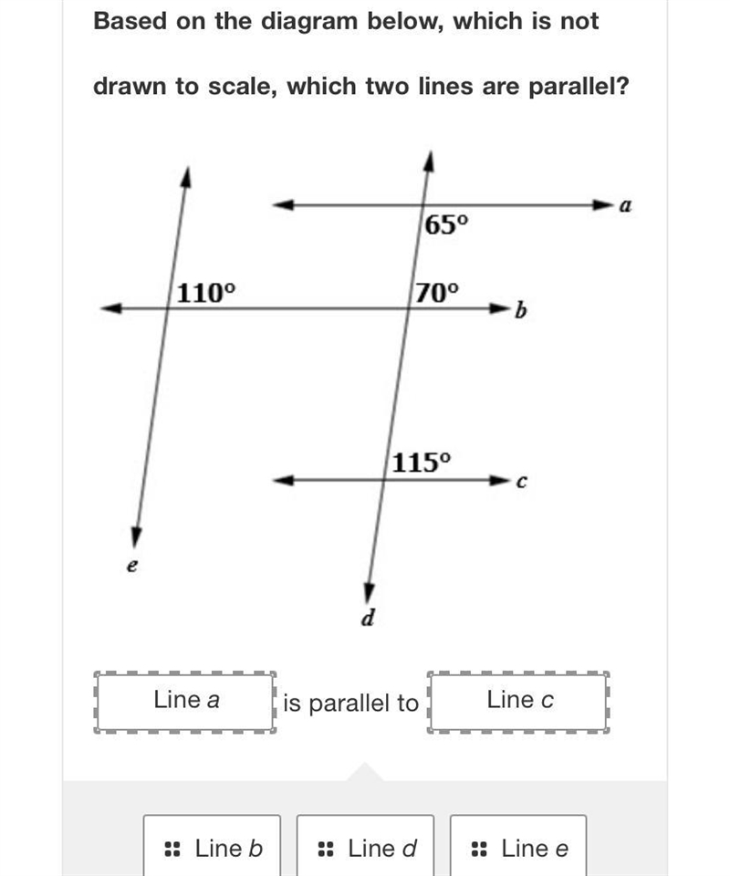 Based on the diagram below, which is notdrawn to scale, which two lines are parallel-example-2