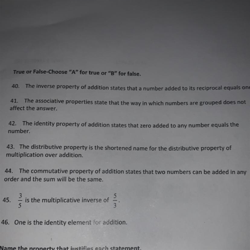 True or False-Choose "A" for true or "B" for false.40. The inverse-example-1