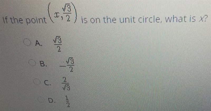 If the point is on the unit circle what is X-example-1