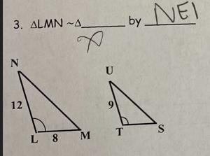 Determine whether the two triangles are similar. If so, state why (AA, SSS, or SAS-example-1