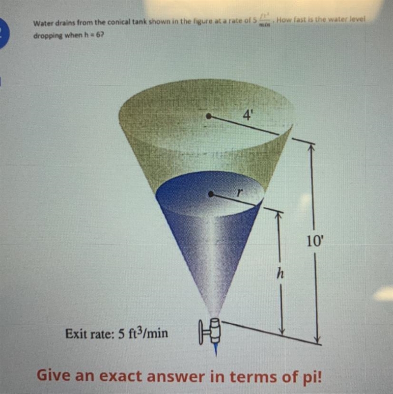 Question 12. It is in the photo attached. It is related rates in calculus-example-1