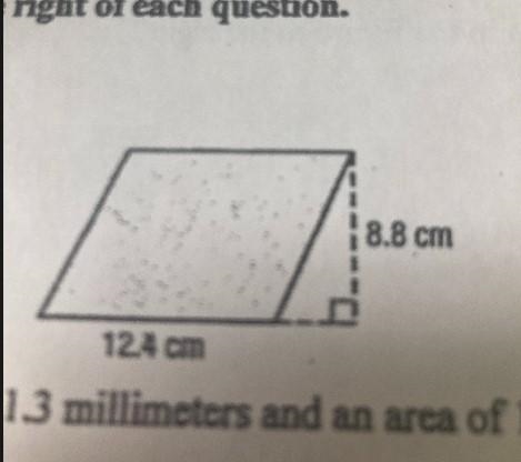 answer in the blank at the right of each question.CHUGI!!!fthe parallelogram.8.8 cm-example-1