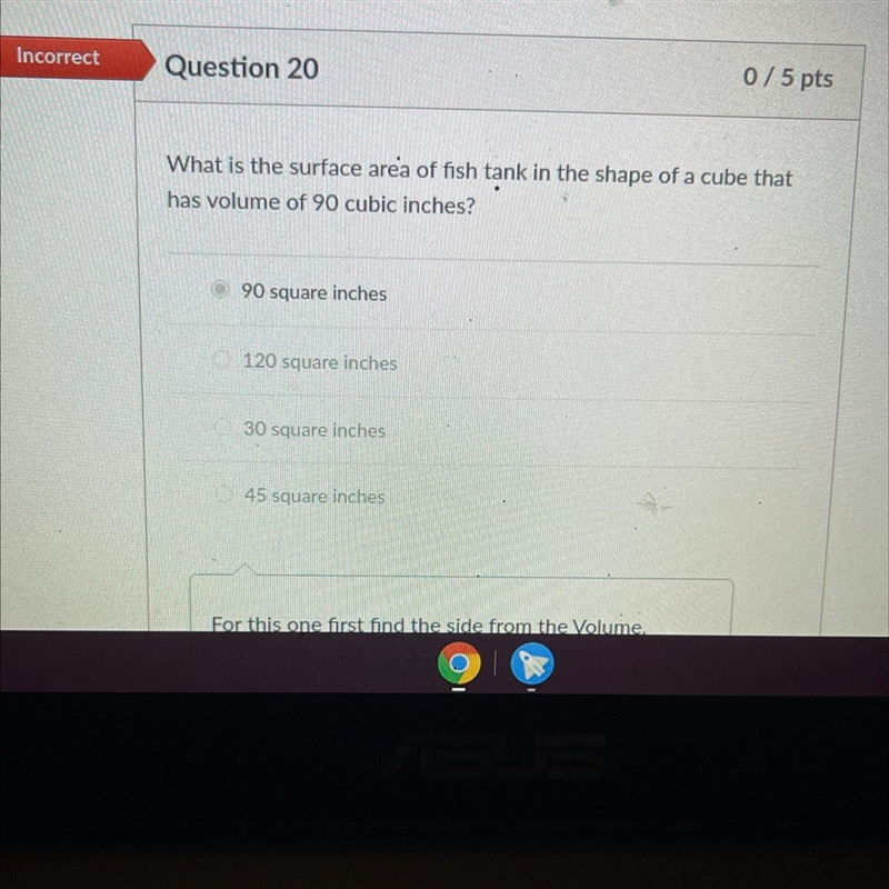 What is the surface area of fish tank in the shape of a cube that has a volume of-example-1