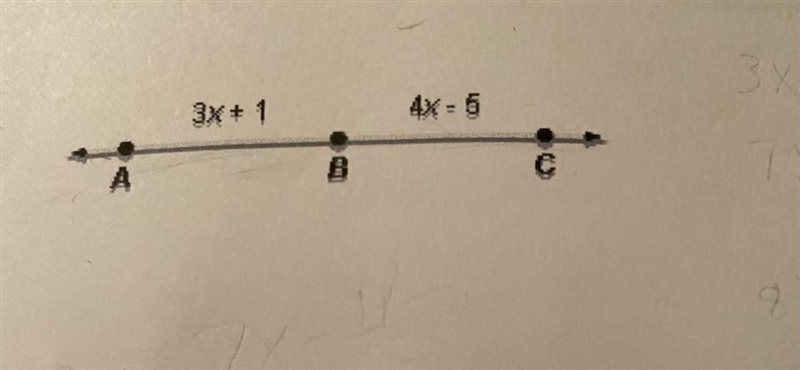 5. Find AB, BC, and ACThe length of line segment AC 8X-9 the figure above to find-example-1