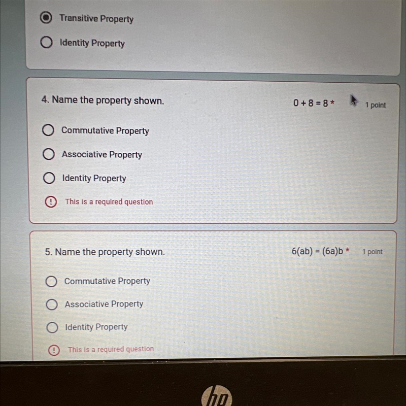 Name the property shown 0+8=8-example-1