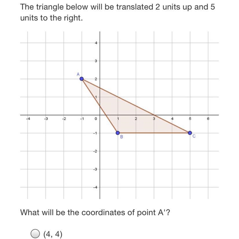 The triangle below will be translated 2 units up and 5 units to the right.3АA22-4-3045- 1Bс-example-1