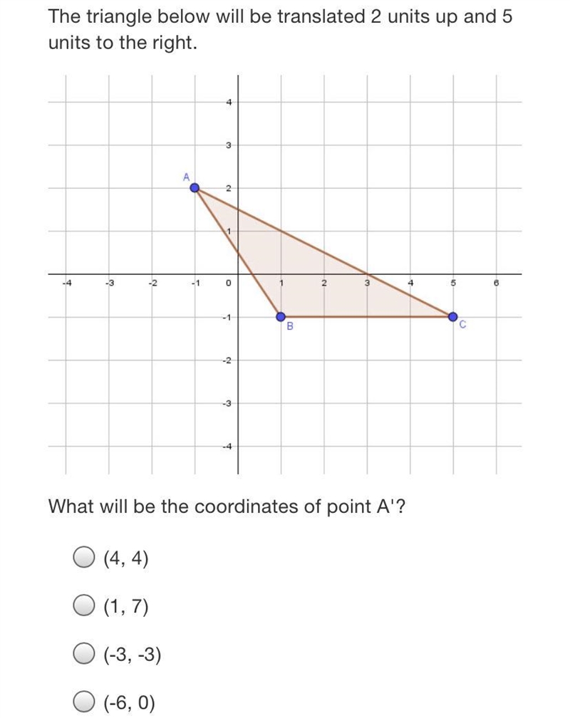 The triangle below will be translated 2 units up and 5 units to the right.3АA22-4-3045- 1Bс-example-2