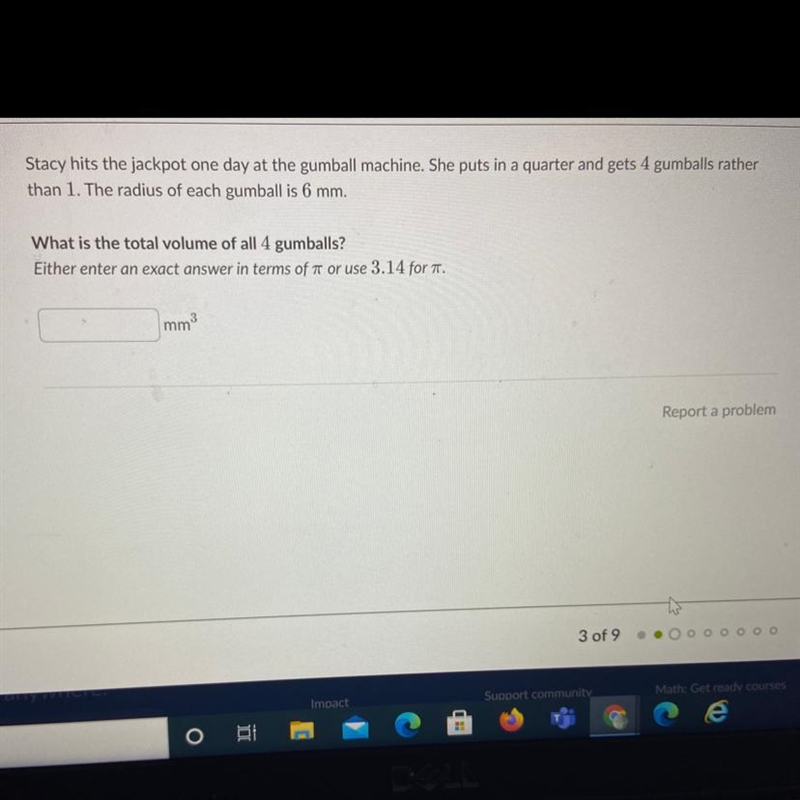 What is the total volume of all four gum balls?-example-1