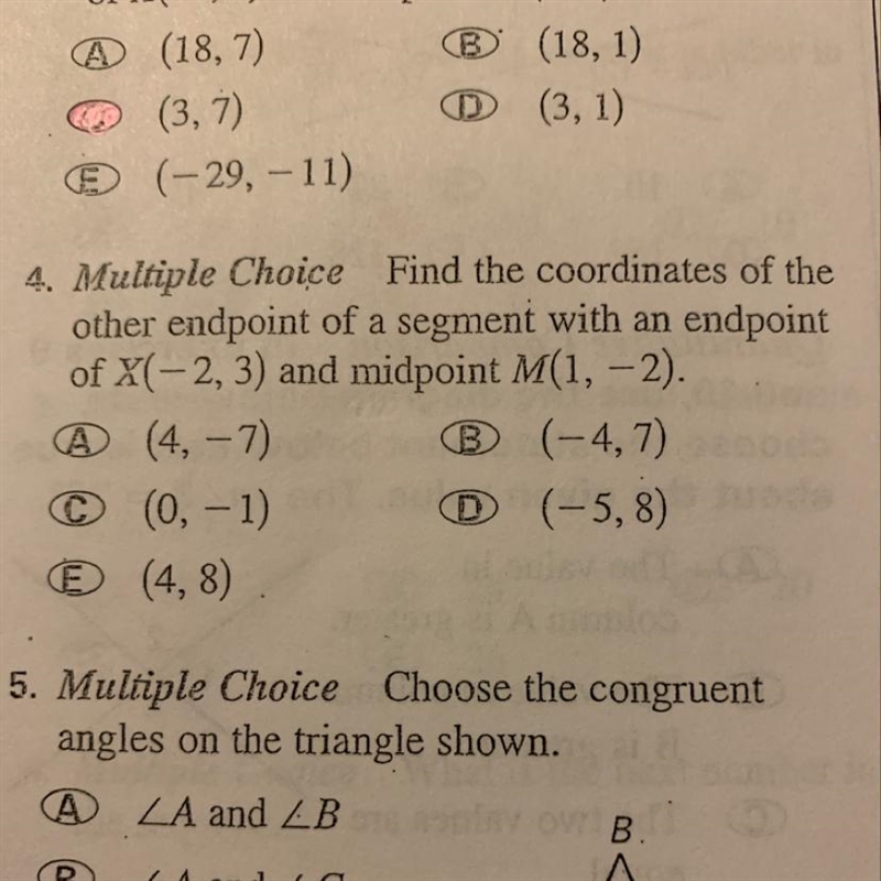 Find the coordinates of the other endpoint of a segment with an endpoint of X(-2,3) and-example-1