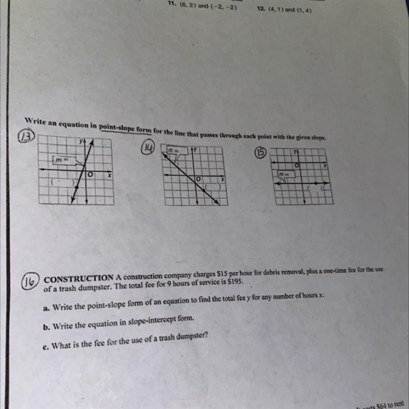 Write an equation in pointslope form for the line that pouze rough each point with-example-1