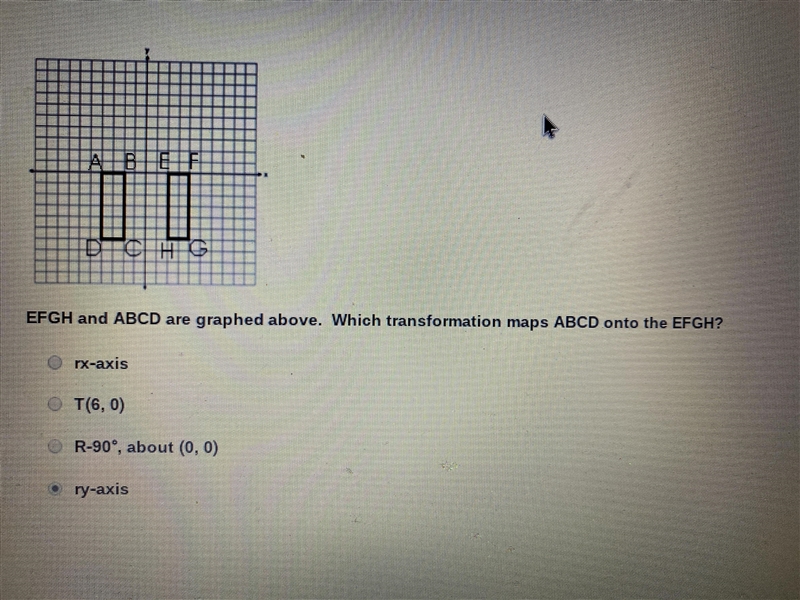 POSSIEFGH and ABCD are graphed above. Which transformation maps ABCD onto the EFGH-example-1