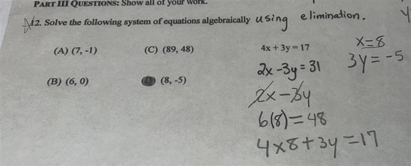 I need help solving the system equation algebraically using elimination :( !-example-1