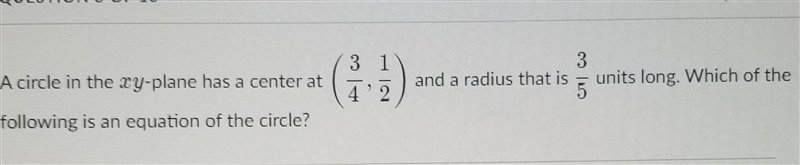 A circle in the xy-plane has a center at G 3 1 42 3 and a radius that is units long-example-1