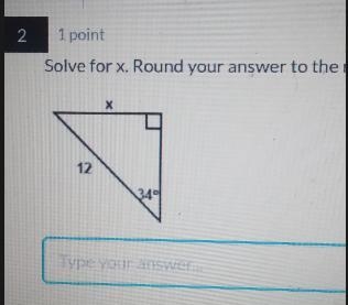 23 1 point Solve for x. Round your answer to the nearest 2 decimal places 12 1 Type-example-1