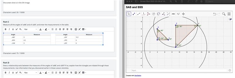 The question is in the Image and the Triangles I'm using. I already have answers for-example-1