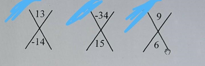 in Each diagram below right, the 2 numbers on the side of the x that are multiplied-example-1