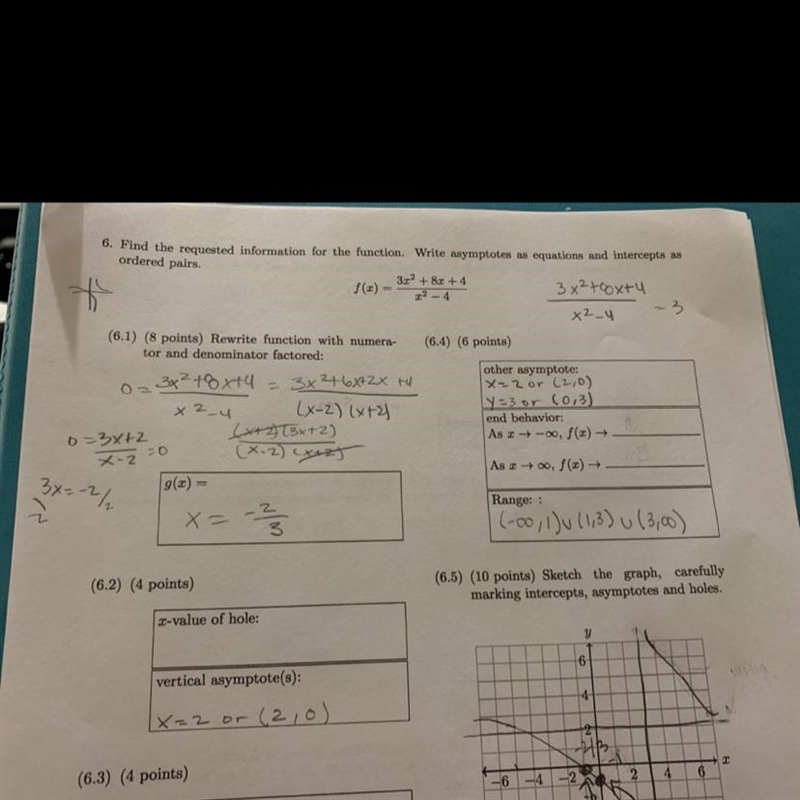 I need to find the x-value of hole and the end behaviors-example-1