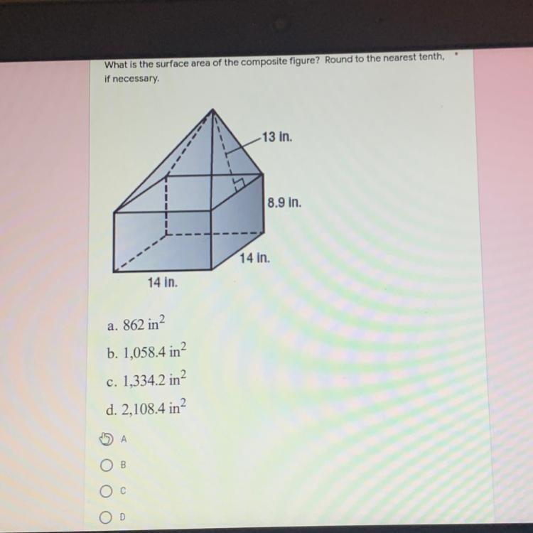 What is the surface of the area of the composite figure-example-1