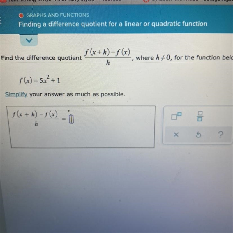 Finding a different quotient for a linear or quadratic function-example-1