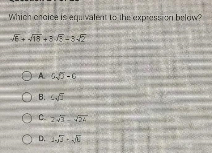 Which choice is equivalent to the expression below? VG+ 18+ 35-342-example-1