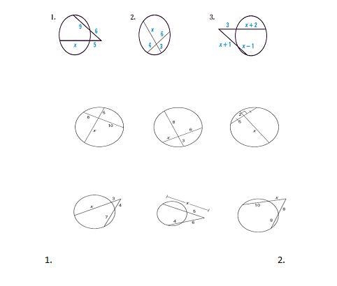 Identify the type of segments as 2 CHORDS, 2 SECANTS, OR SECANT AND TANGENT. Then-example-1