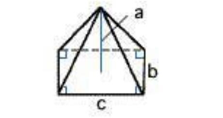 Calculate the volume of the pyramid shown with measurements a = 3, b = 7, and c = 9.63 units-example-1