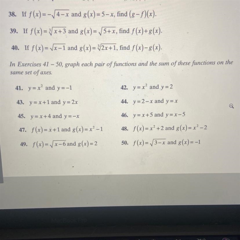 Question 41.Graph each pair of functions and the sum of these functions on the same-example-1