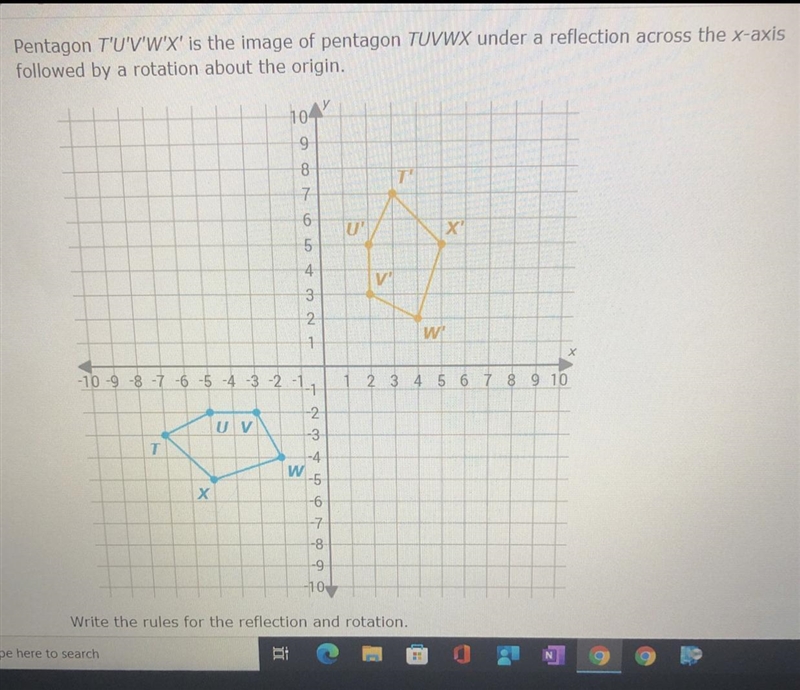 I need help with this question Rotation:(x,y) ↦ (_,_)Reflection :(x,y) ↦(_,_)-example-1