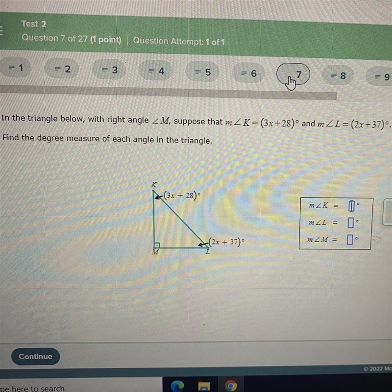 Find the degree measure of each triangle?-example-1