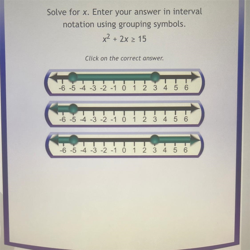 Solve for x. Enter your answer in interval notation using grouping symbols. x² + 2x-example-1