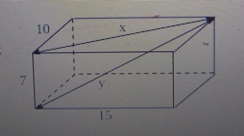 Use the Pythagorean Theorem to solve for x and y below:-example-1