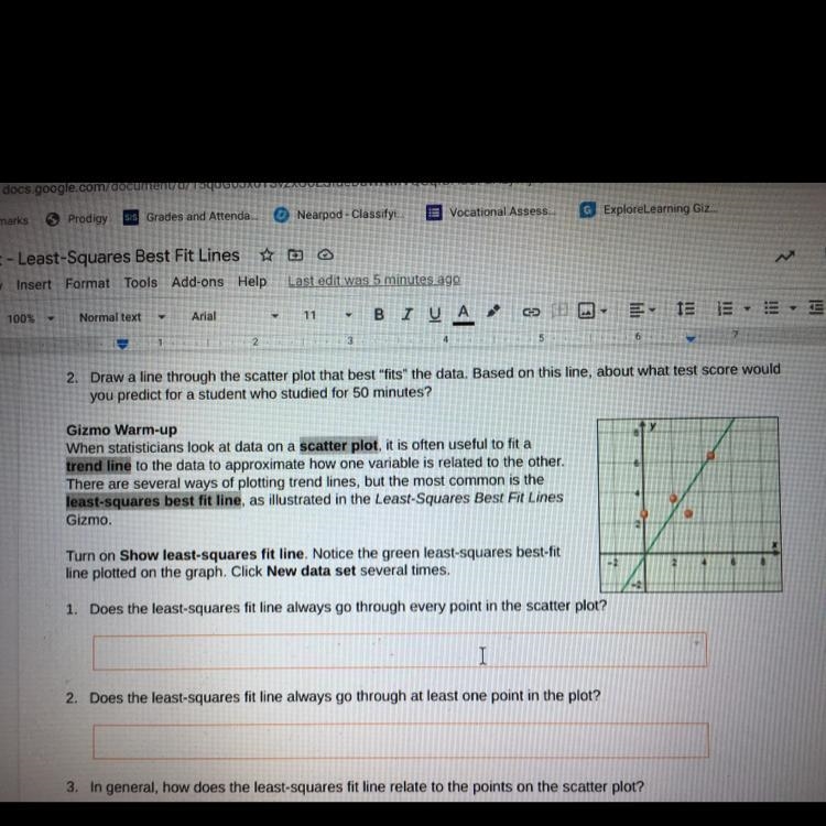 Does the least-squares fit line always go through every point in the scatter plot-example-1