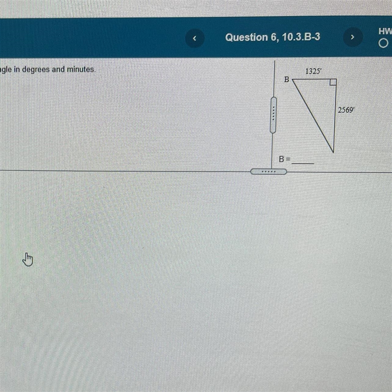 For right triangle find missing quantity indicated below, express the angle in degrees-example-1