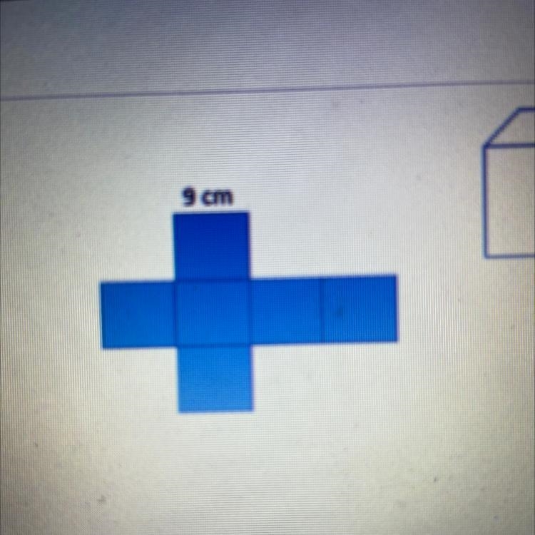 Use the net to find the surface area of the cube. A) 81 cm B) 405 cm? 486 cm D) 729 cm-example-1