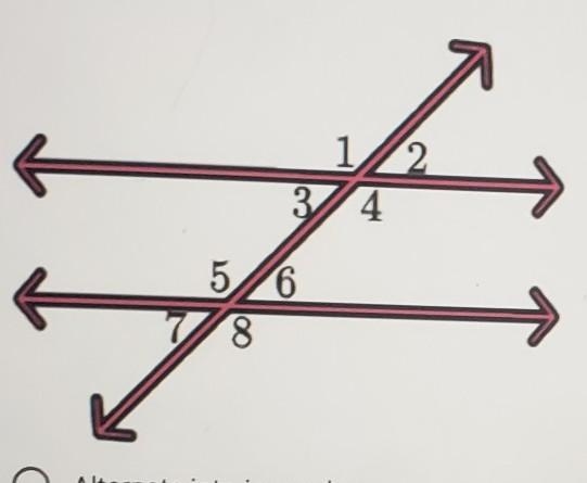 given the diagram below, angle 6 and 7 are example of a.alternate interior angles-example-1