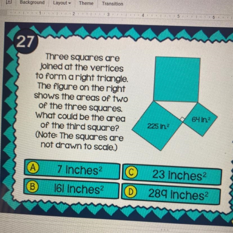 Three squares areJoined at the verticesto form a right triangle.The figure on the-example-1