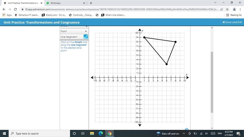 Use the drawing tool(s) to form the correct answer on the provided graph.The triangle-example-1