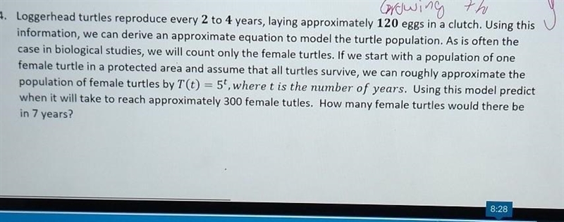 using this module predict when it will take to reach approximately 300 female turtles-example-1