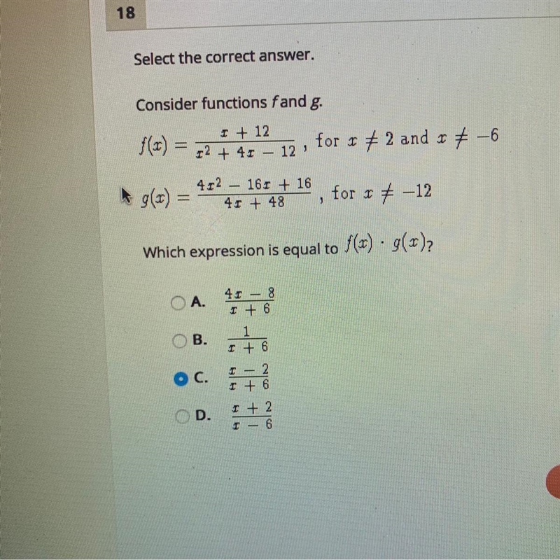 Consider functions f and g.1 + 12f(1) = 12 + 4. – 12for * # 2 and 7 -64.2 – 16. + 1641 +48for-example-1