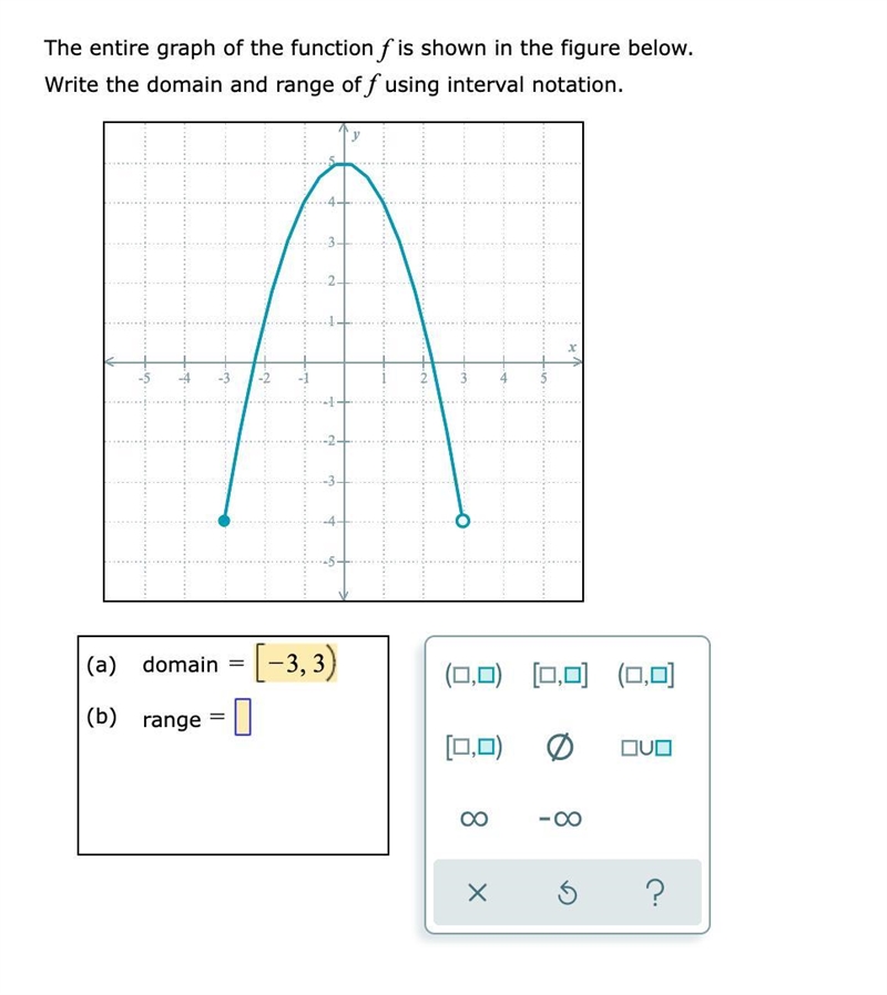 Please help me with the 2nd part of this. What is it in interval notation?-example-1