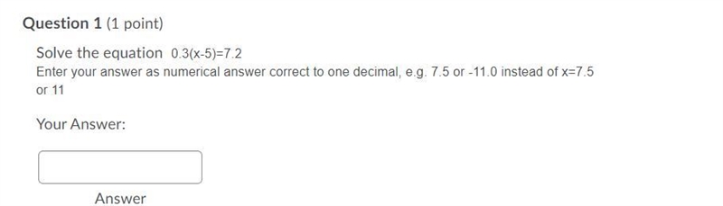 Whats 0.3(x-5)=7.2 as a numerical-example-1