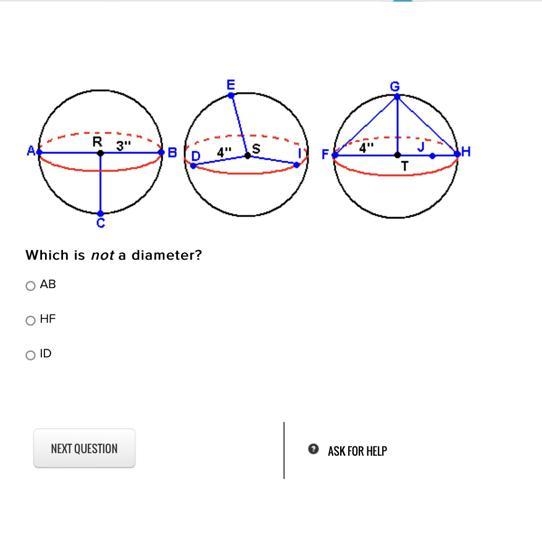 Which is not a diameter? AB HF ID-example-1