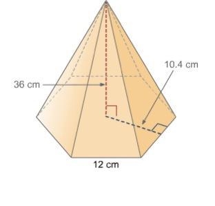 What is the volume of the regular pyramid?A) 4492.8 cm^3B) 13,478.4 cm^3C) 6739.4 cm-example-1