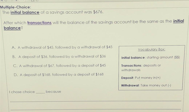 The initial balance of a savings account was $676. After which transactions will the-example-1