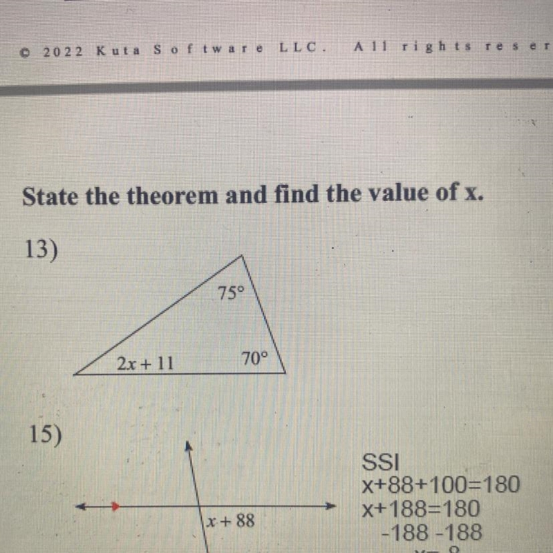 State the theorem and find the value of x-example-1