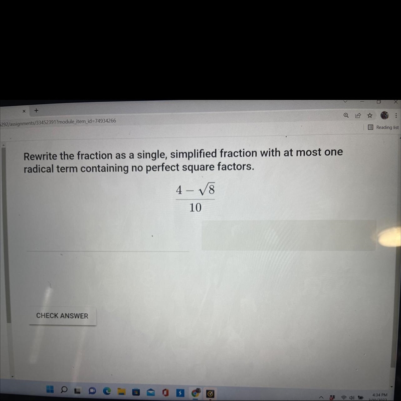 Rewrite the fraction as a single simplified fraction with at most one radical term-example-1