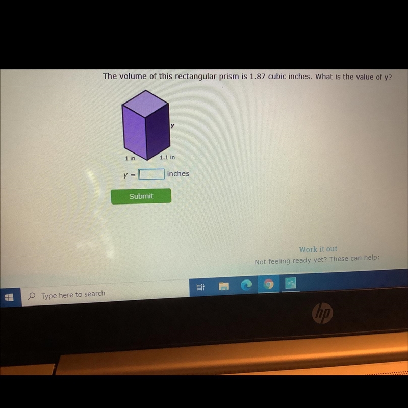 The volume of these rectangular prism is 1.87 in.³. What is the volume of Y?-example-1