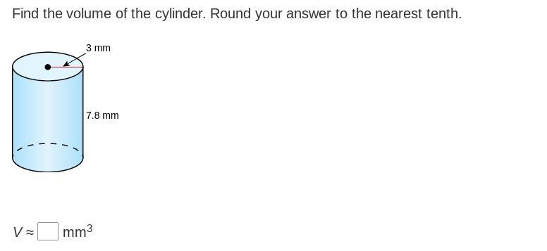 Find the volume of the cylinder. Round your answer to the nearest tenth.-example-1